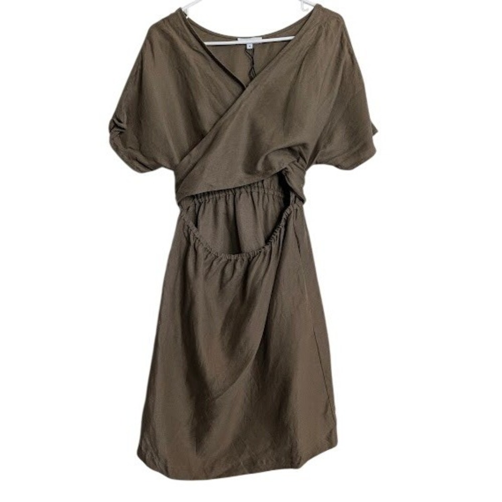 Vetta Womens Size XS Convertiable Wrap Mini Dress Dark Khakin Green